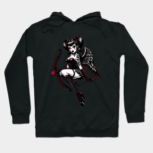 Gothic Cupid Pin-up Girl Hoodie